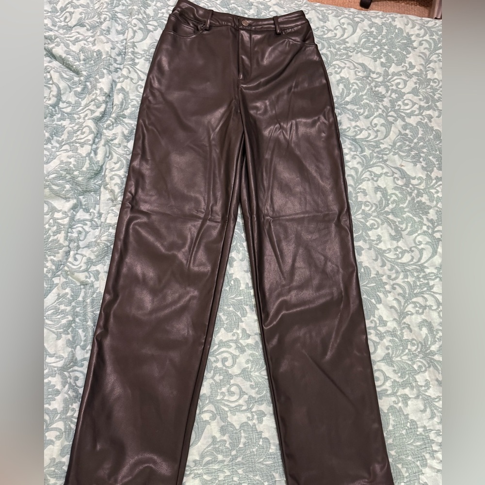 NWOT ASOS Design Tall faux leather straight leg pants - Picture 2 of 4